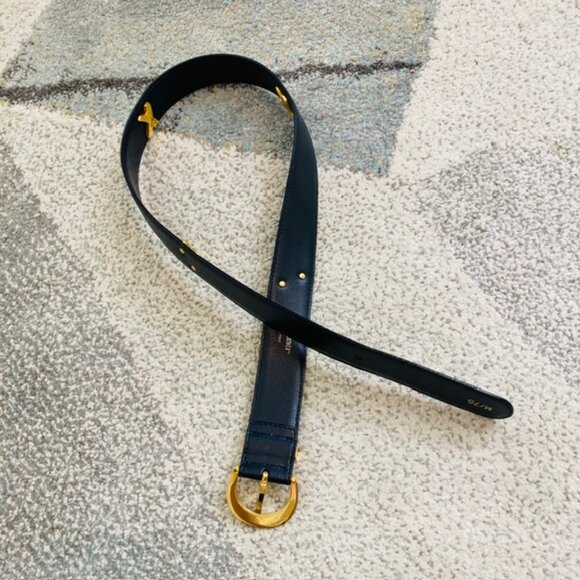 Paloma Picasso Vintage Womens Medium 75 Made in Italy Black Gold Leather Belt - Picture 7 of 16